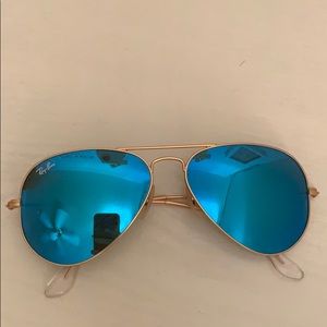 RAYBAN blue mirrored aviator juniors (eye size 55)